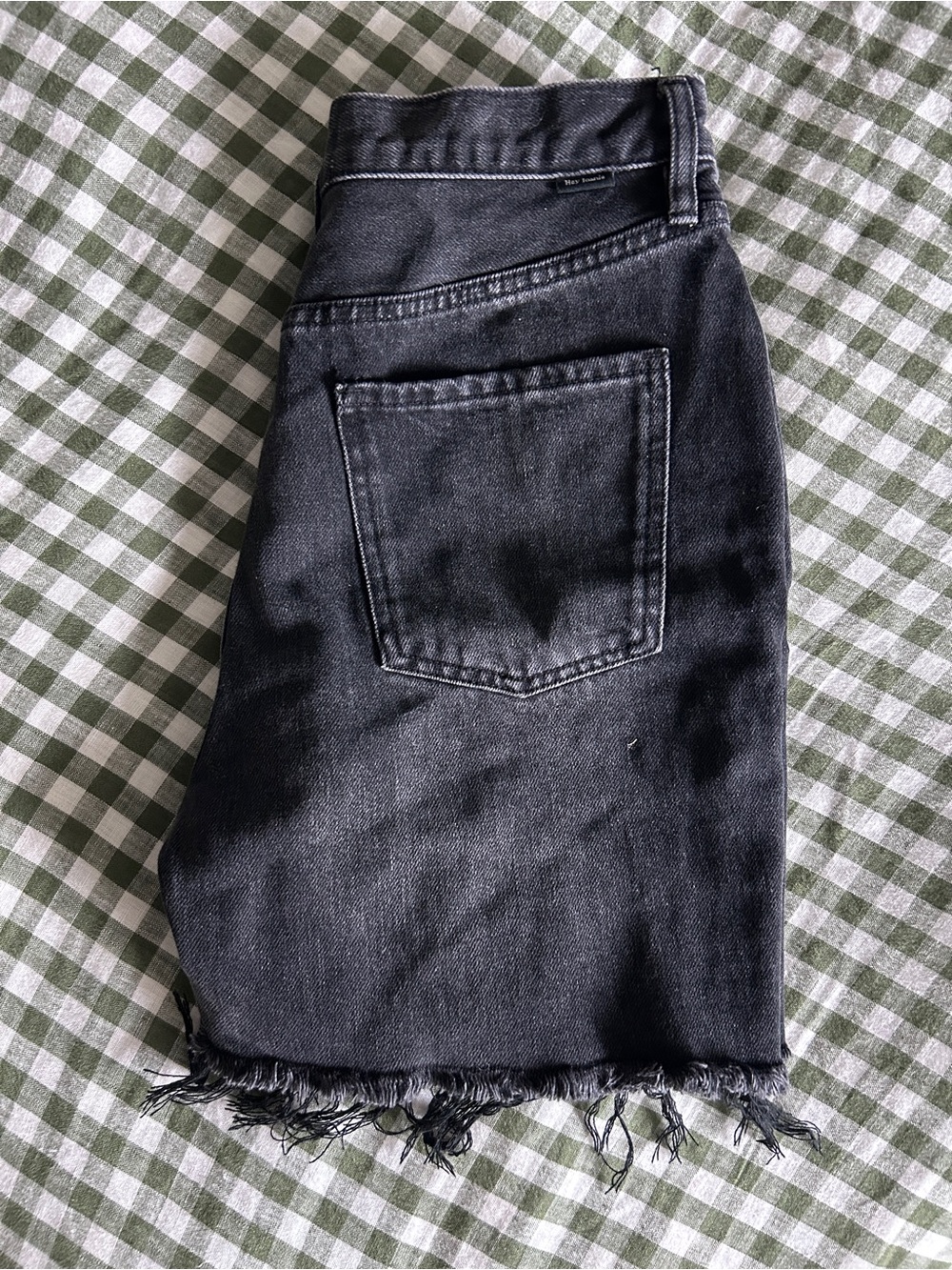 Black Frayed Hem Denim Skirt